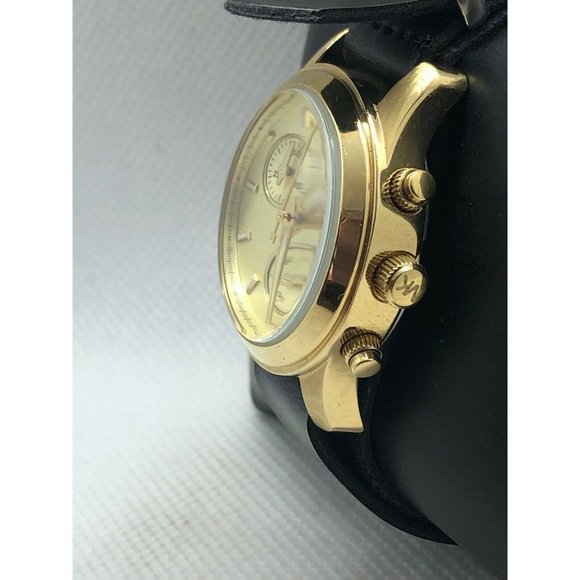 Michael Kors MK5384 Womens Black Leather Analog Ch